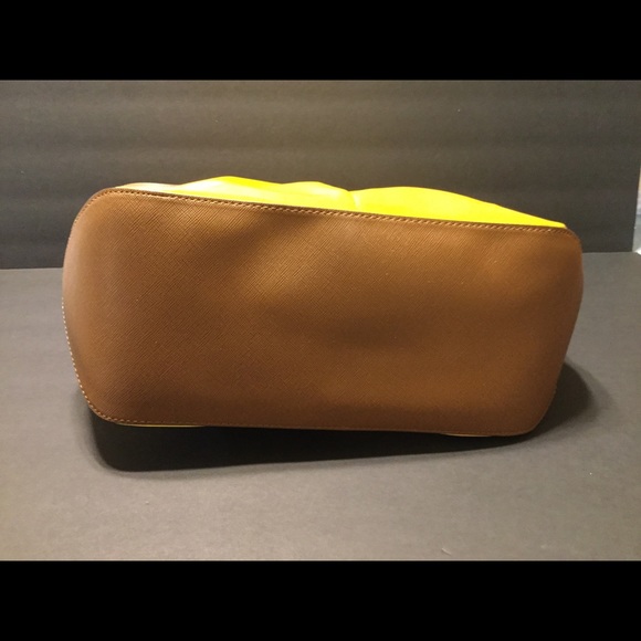 NWOT Michael Kors Gold Nylon/Brown Leather Purse - Picture 5 of 8